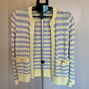 J. Crew Yellow & Gray Knit Open Front Lady Jacket Cardigan
